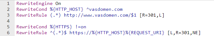 Primer koda za forsiranje www. i https protokola.