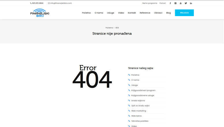 Personalized 404 page looks like